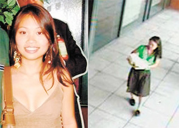 애니 레의 모습(오른쪽), 사건당일 폐쇄회로 카메라에 찍힌 애니 레의 모습(왼쪽)