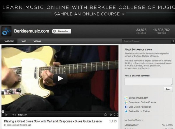 버클리 음악 대학이 제공하고 있는 온라인 블루스 기타 레슨