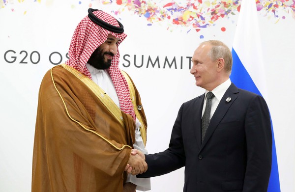 무함마드 빈살만 사우디 왕세자와 블라디미르 푸틴 러시아 대통령