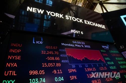 지난달 9일(현지시간) 미국 뉴욕증권거래소(NYSE)의 시황판